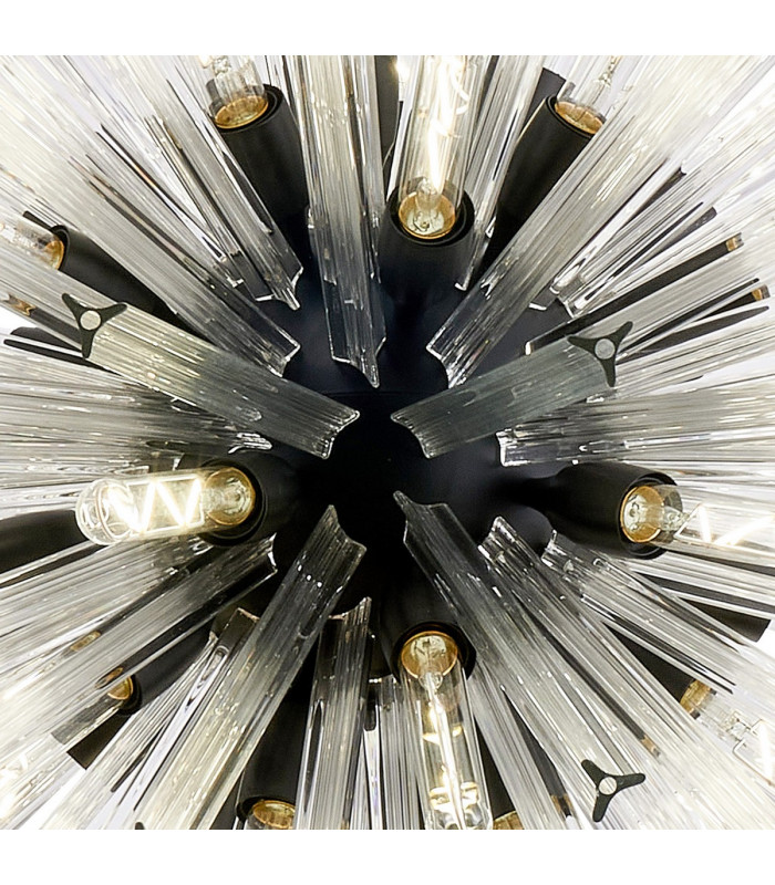 Hornby 32 Light E27 Round Ceiling Pendant Matt Black Clear Glass-7