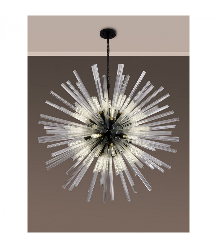 Hornby 32 Light E27 Round Ceiling Pendant Matt Black Clear Glass-10