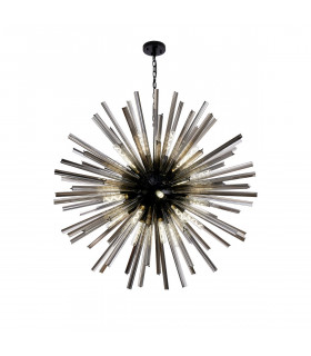 Hornby 32 Light E27 Round Ceiling Pendant Matt Black Smoke Glass-1