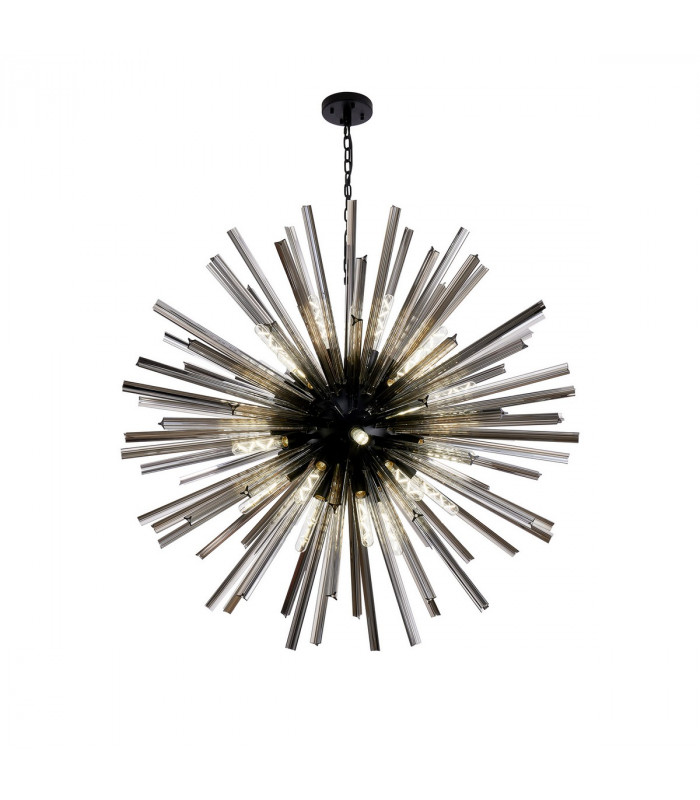 Hornby 32 Light E27 Round Ceiling Pendant Matt Black Smoke Glass-1