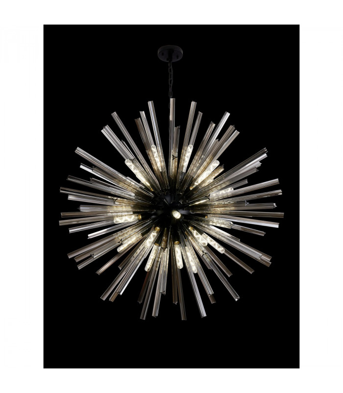 Hornby 32 Light E27 Round Ceiling Pendant Matt Black Smoke Glass-3