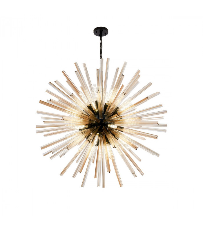 Hornby 32 Light E27 Round Ceiling Pendant Matt Black Champagne Glass-1