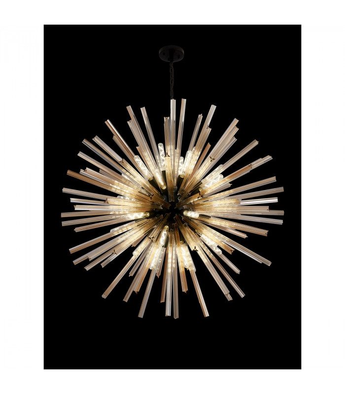 Hornby 32 Light E27 Round Ceiling Pendant Matt Black Champagne Glass-3