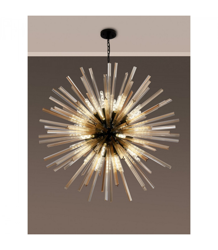 Hornby 32 Light E27 Round Ceiling Pendant Matt Black Champagne Glass-10