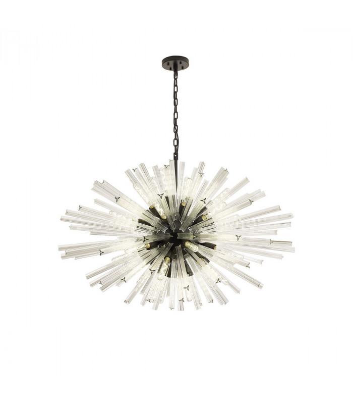Hornby 32 Light E27 Oval Ceiling Pendant Matt Black Clear Glass-1
