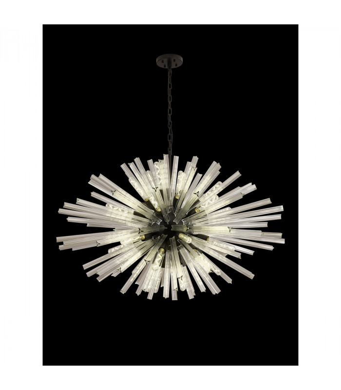 Hornby 32 Light E27 Oval Ceiling Pendant Matt Black Clear Glass-3