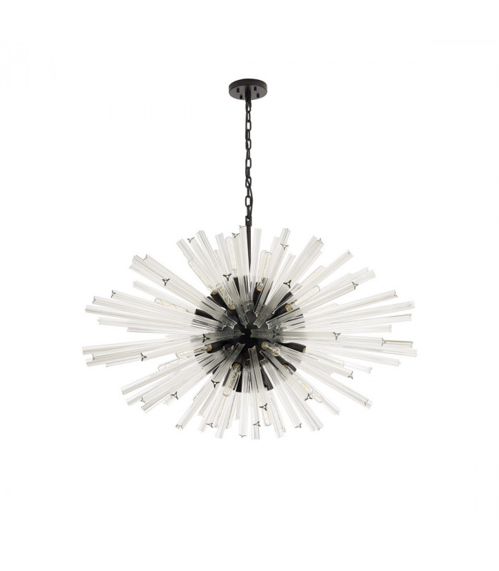 Hornby 32 Light E27 Oval Ceiling Pendant Matt Black Clear Glass-4