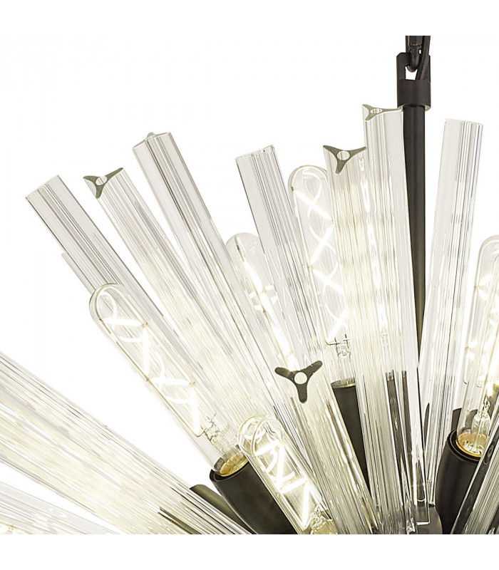 Hornby 32 Light E27 Oval Ceiling Pendant Matt Black Clear Glass-6