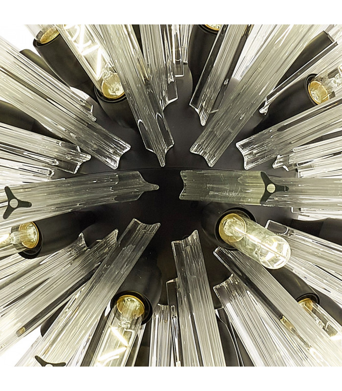 Hornby 32 Light E27 Oval Ceiling Pendant Matt Black Clear Glass-7