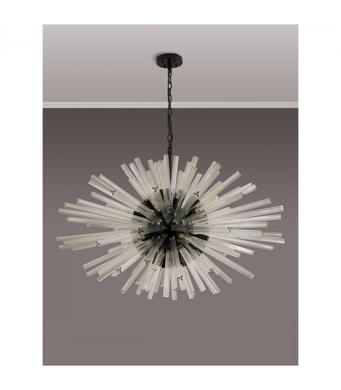Hornby 32 Light E27 Oval Ceiling Pendant Matt Black Clear Glass-9