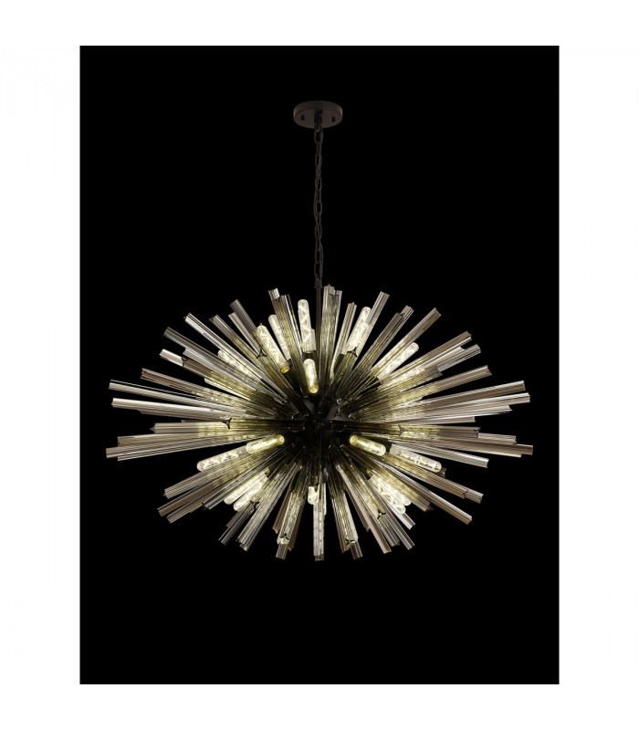 Hornby 32 Light E27 Oval Ceiling Pendant Matt Black Smoke Glass-3