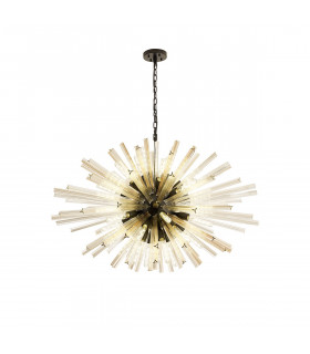Hornby 32 Light E27 Oval Ceiling Pendant Matt Black Champagne Glass-1