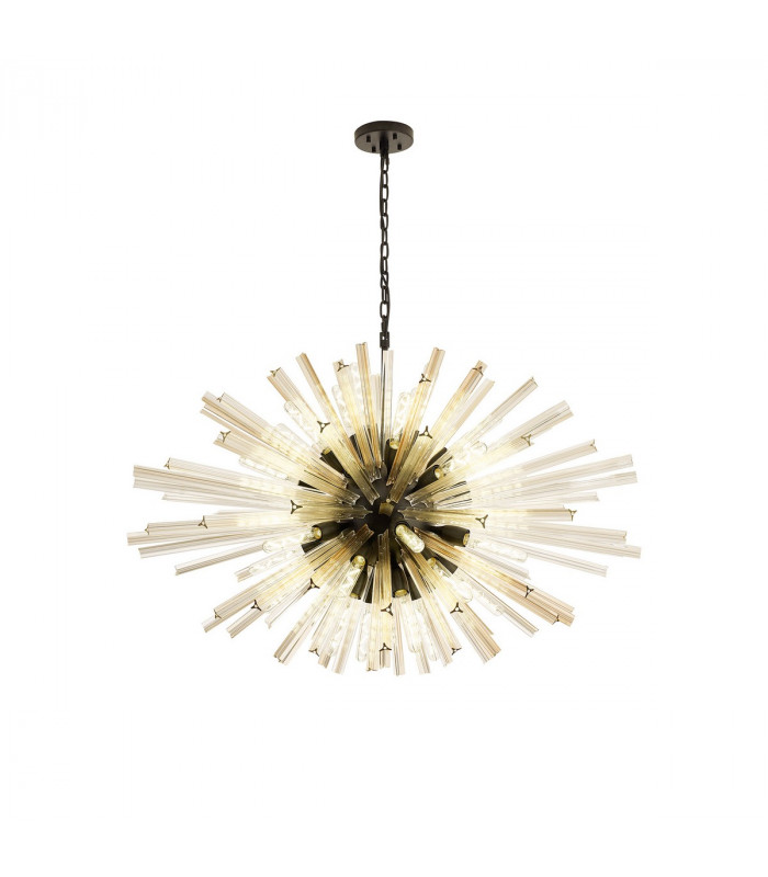 Hornby 32 Light E27 Oval Ceiling Pendant Matt Black Champagne Glass-1