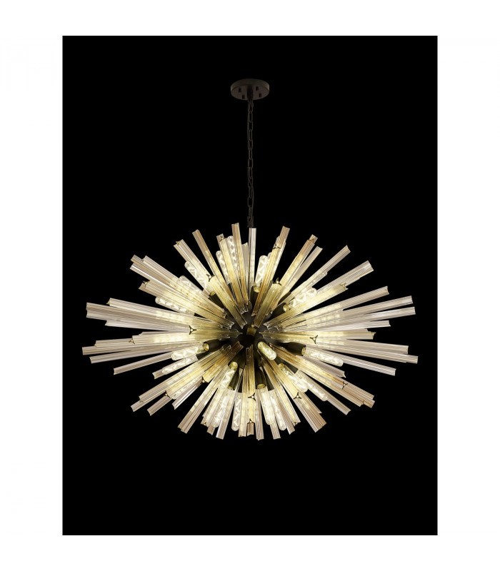 Hornby 32 Light E27 Oval Ceiling Pendant Matt Black Champagne Glass-3
