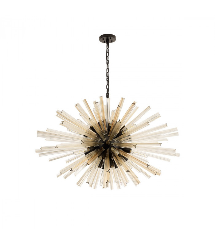 Hornby 32 Light E27 Oval Ceiling Pendant Matt Black Champagne Glass-4