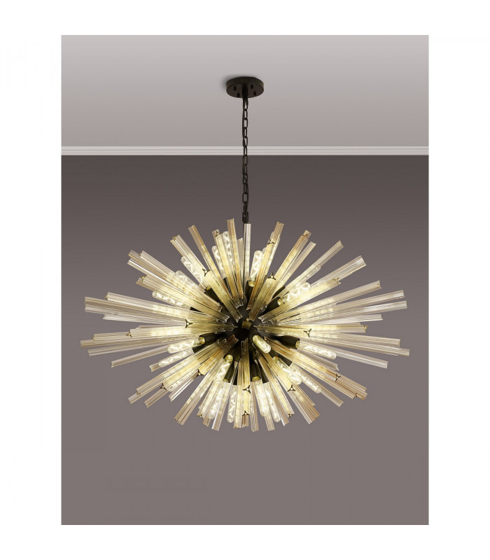 Hornby 32 Light E27 Oval Ceiling Pendant Matt Black Champagne Glass-10