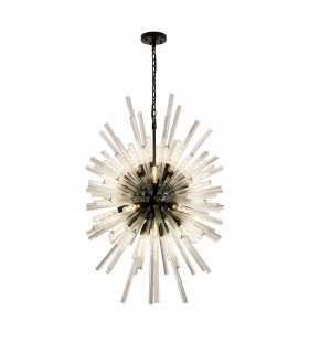 Hornby 32 Light E27 Vertical Oval Ceiling Pendant Matt Black Clear Glass-1
