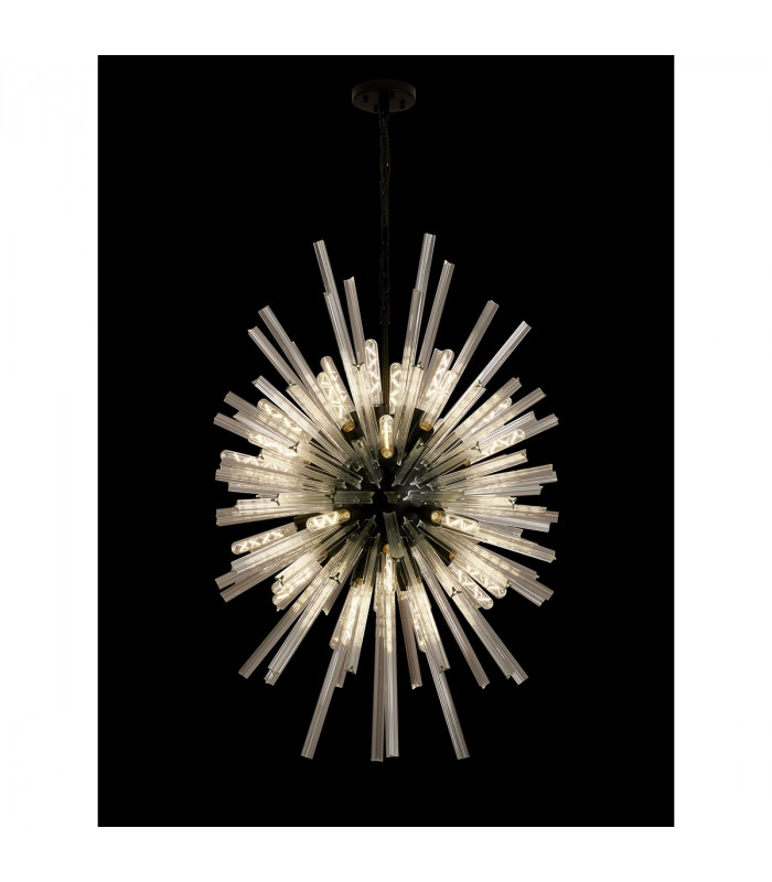 Hornby 32 Light E27 Vertical Oval Ceiling Pendant Matt Black Clear Glass-3