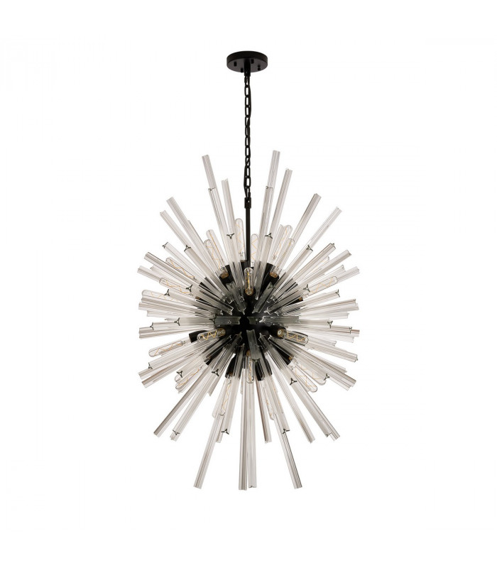 Hornby 32 Light E27 Vertical Oval Ceiling Pendant Matt Black Clear Glass-4