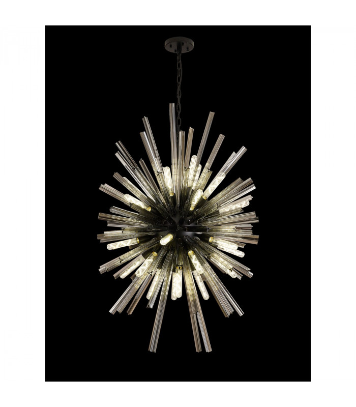 Hornby 32 Light E27 Vertical Oval Ceiling Pendant Matt Black Smoke Glass-3
