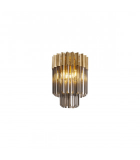Poland Ceiling Lamp Round 3 Light E14 Brass Smoke Sculpted Glass-1