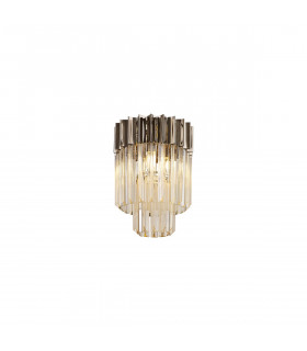 Poland Ceiling Lamp Round 3 Light E14 Polished Nickel Cognac Sculpted Glass-1