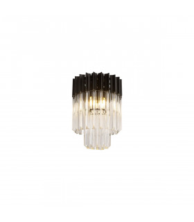 Poland Ceiling Lamp Round 3 Light E14 Matt Black Clear Sculpted Glass-1