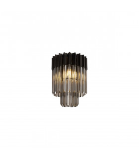 Poland Ceiling Lamp Round 3 Light E14 Matt Black Smoke Sculpted Glass-1