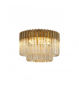 Poland Ceiling Lamp Round 7 Light E14 Brass Cognac Sculpted Glass Item Weight: 15.3kg-1