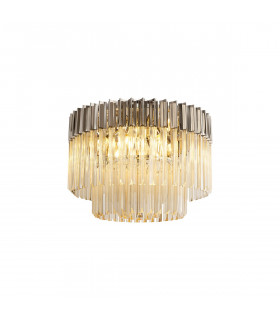 Poland Ceiling Lamp Round 7 Light E14 Polished Nickel Cognac Sculpted Glass Item Weight: 15.3kg-1