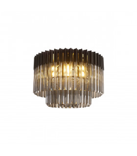 Poland Ceiling Lamp Round 7 Light E14 Matt Black Smoke Sculpted Glass Item Weight: 15.3kg-1