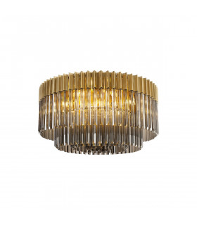 Poland Ceiling Lamp Round 12 Light E14 Brass Smoke Sculpted Glass Item Weight: 28.4kg-1