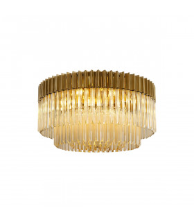 Poland Ceiling Lamp Round 12 Light E14 Brass Cognac Sculpted Glass Item Weight: 28.4kg-1