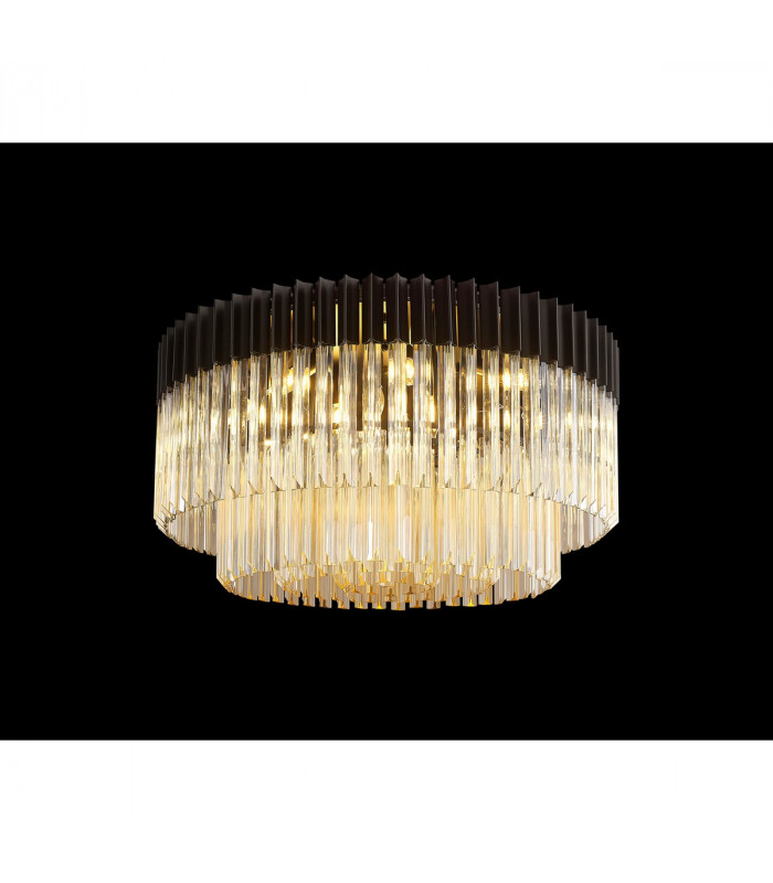 Poland Ceiling Lamp Round 12 Light E14 Matt Black Cognac Sculpted Glass Item Weight: 28.4kg-3