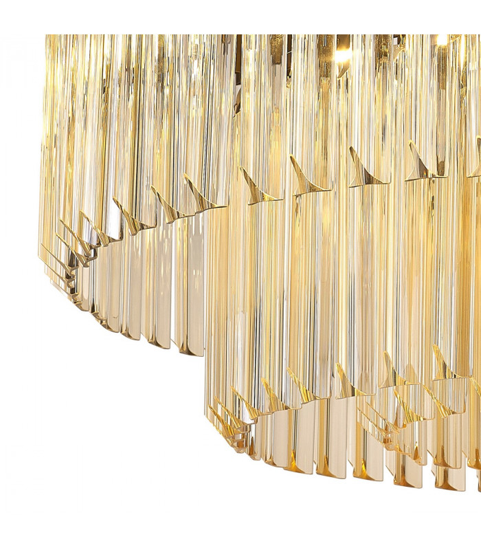 Poland Ceiling Lamp Round 12 Light E14 Matt Black Cognac Sculpted Glass Item Weight: 28.4kg-6
