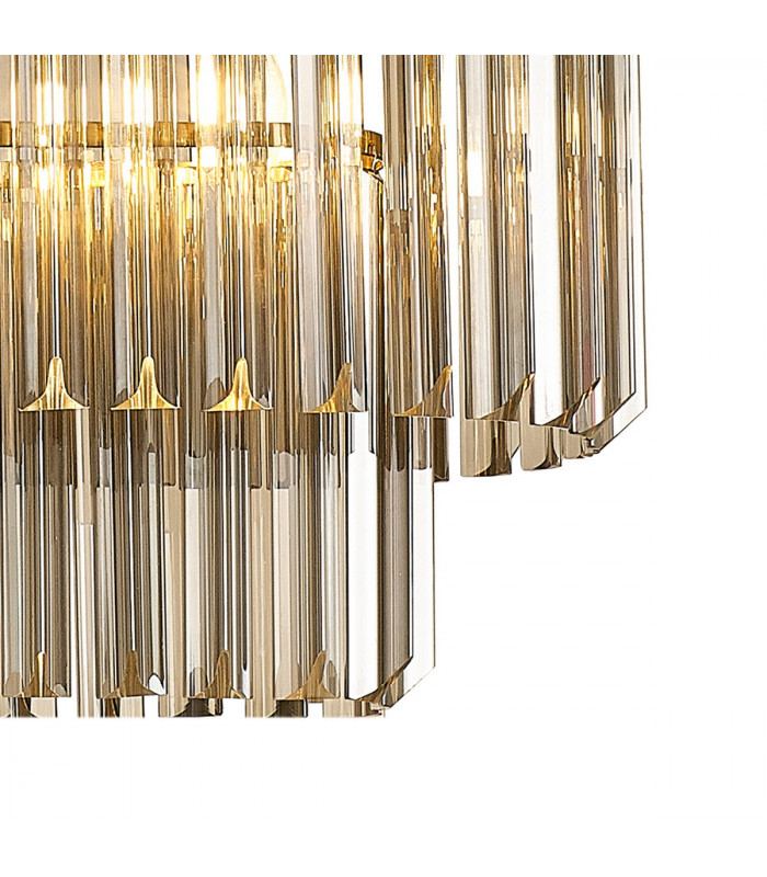 Poland Ceiling Pendant Rectangle 5 Light E14 Brass Smoke Sculpted Glass Item Weight: 21.2kg-8