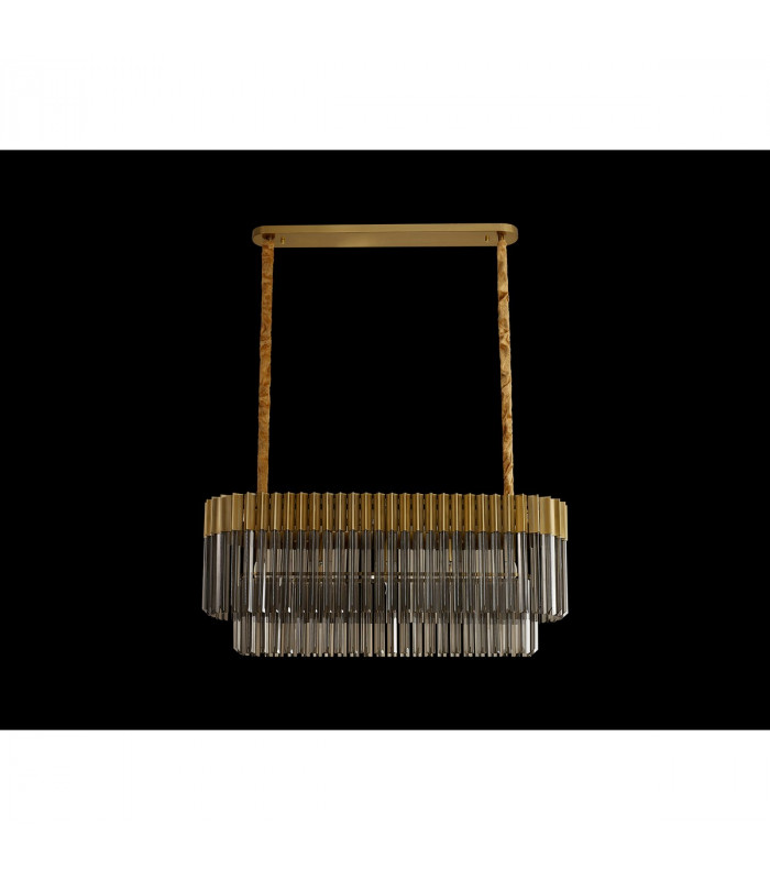 Poland Ceiling Pendant Rectangle 5 Light E14 Brass Smoke Sculpted Glass Item Weight: 21.2kg-9