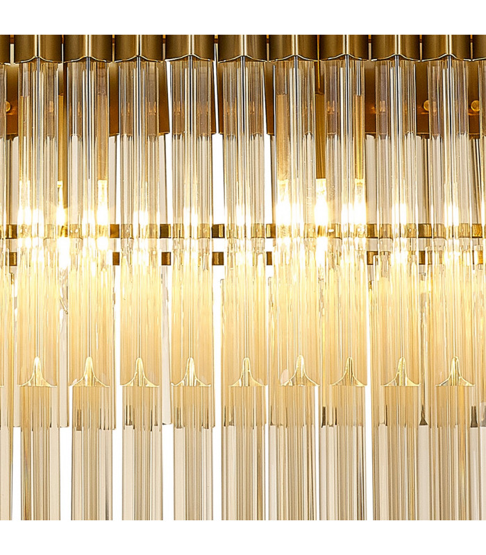 Poland Ceiling Pendant Rectangle 5 Light E14 Brass Cognac Sculpted Glass-7