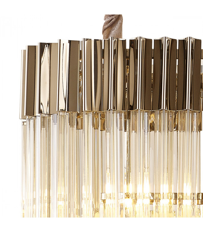 Poland Ceiling Pendant Rectangle 5 Light E14 Polished Nickel Cognac Sculpted Glass-5