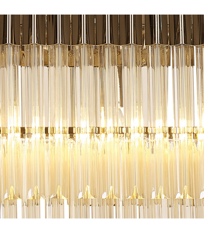 Poland Ceiling Pendant Rectangle 5 Light E14 Polished Nickel Cognac Sculpted Glass-6