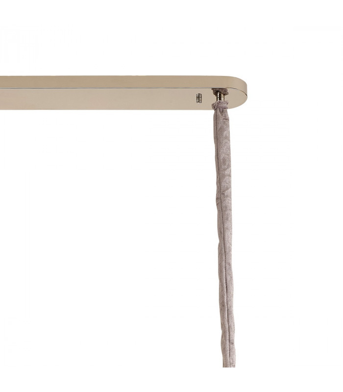 Poland Ceiling Pendant Rectangle 5 Light E14 Polished Nickel Cognac Sculpted Glass-8