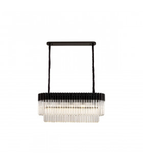 Poland Ceiling Pendant Rectangle 5 Light E14 Matt Black Clear Sculpted Glass Item Weight: 21.2kg-1