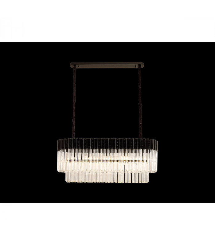 Poland Ceiling Pendant Rectangle 5 Light E14 Matt Black Clear Sculpted Glass Item Weight: 21.2kg-3