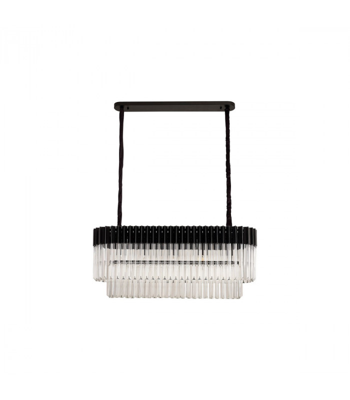 Poland Ceiling Pendant Rectangle 5 Light E14 Matt Black Clear Sculpted Glass Item Weight: 21.2kg-4