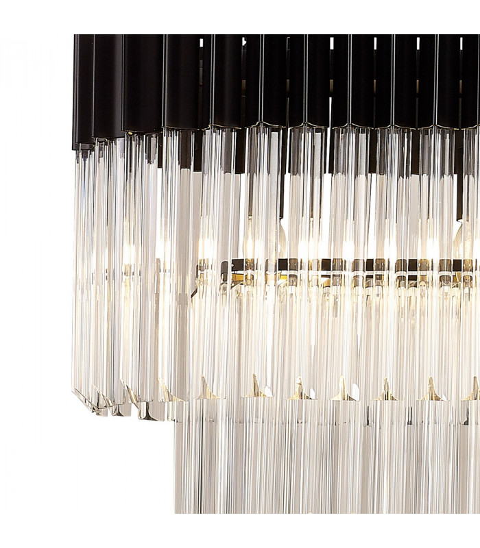 Poland Ceiling Pendant Rectangle 5 Light E14 Matt Black Clear Sculpted Glass Item Weight: 21.2kg-6