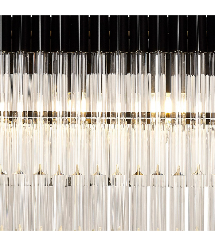 Poland Ceiling Pendant Rectangle 5 Light E14 Matt Black Clear Sculpted Glass Item Weight: 21.2kg-7