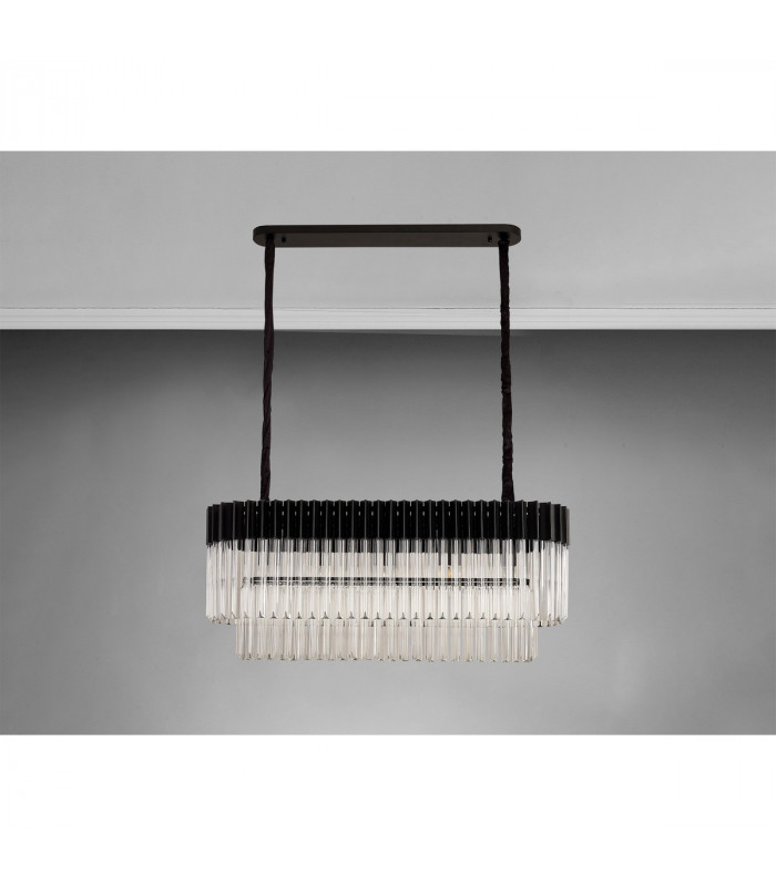 Poland Ceiling Pendant Rectangle 5 Light E14 Matt Black Clear Sculpted Glass Item Weight: 21.2kg-8