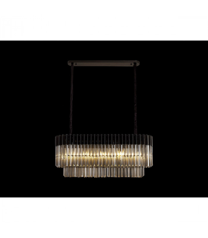 Poland Ceiling Pendant Rectangle 5 Light E14 Matt Black Smoke Sculpted Glass-3