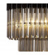 Poland Ceiling Pendant Rectangle 5 Light E14 Matt Black Smoke Sculpted Glass-6
