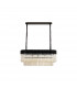 Poland Ceiling Pendant Rectangle 5 Light E14 Matt Black Cognac Sculpted Glass-4